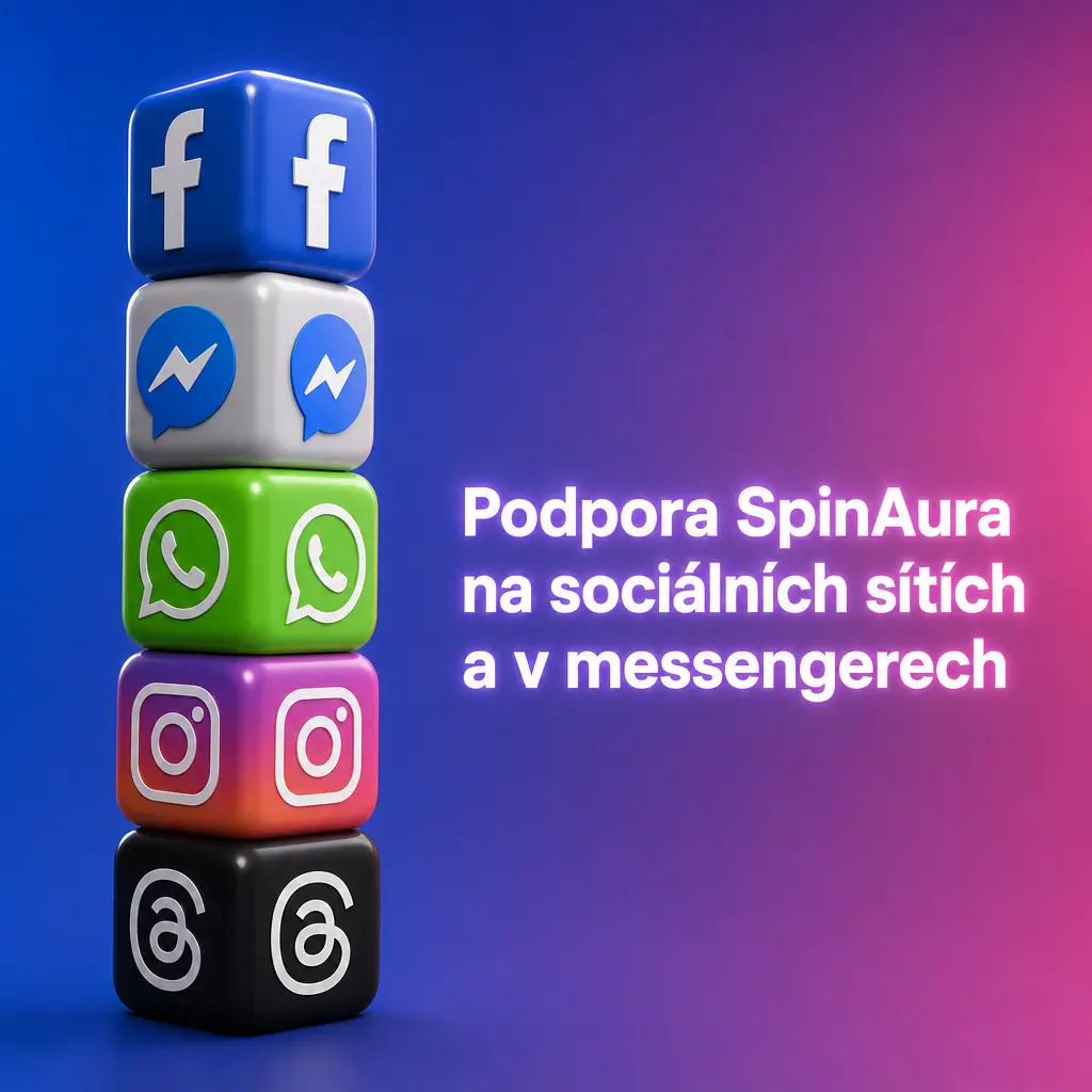 Podpora SpinAura přes Telegram, WhatsApp a Facebook Messenger pro rychlou komunikaci s hráči