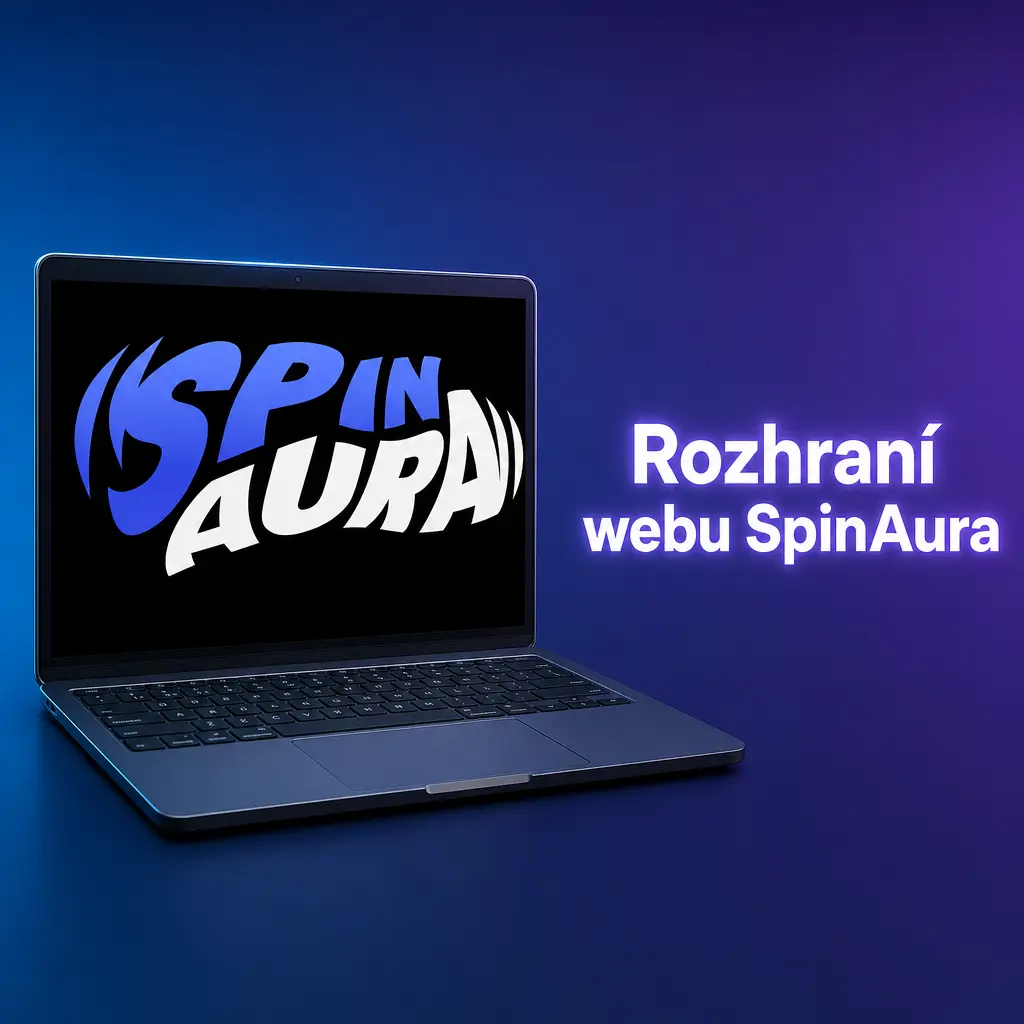 Tmavé rozhraní webu SpinAura s navigací na sázení, casino, promoce a VIP program