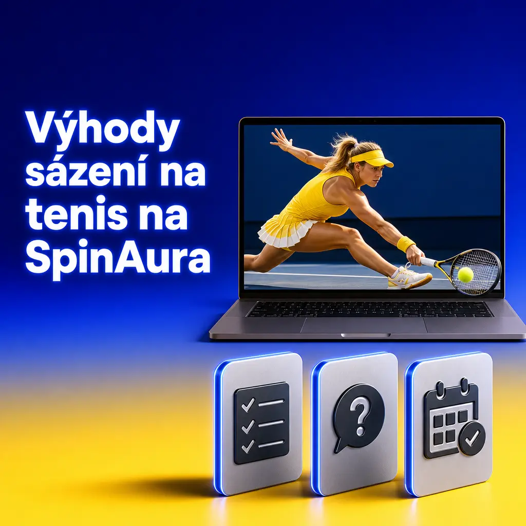 Sázení na tenis na SpinAura: přes 60 trhů, live kurzy, Cash Out, statistiky a rychlé výplaty výher.